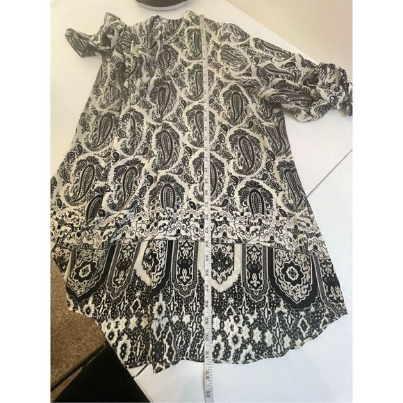 Rose & Olive women’s blouse 2X black white paisley 3/4 sleeve - Picture 4 of 7